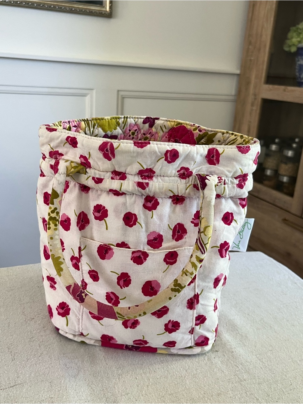 Vera Bradley Quilted Floral Bucket Bag/Tote – Pink/White/Green